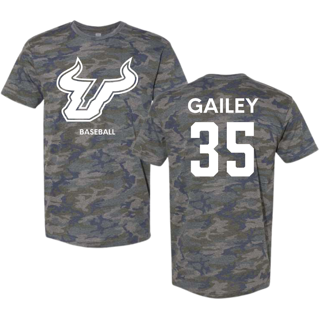 University of South Florida Baseball Vintage Camo Tee - #35 Lawson Gailey
