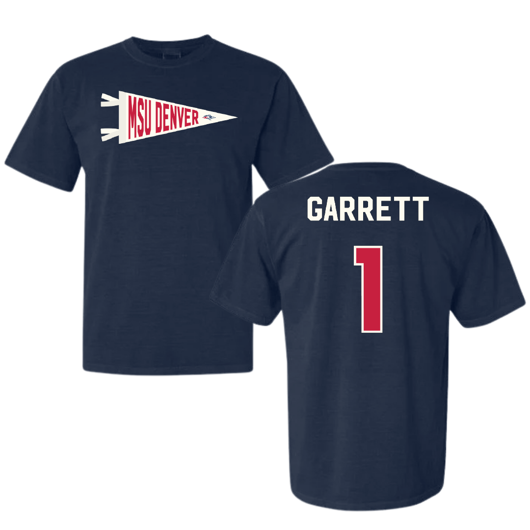 Metropolitan State University of Denver Basketball Navy Pennant Comfort Colors Tee - #1 KJ Garrett