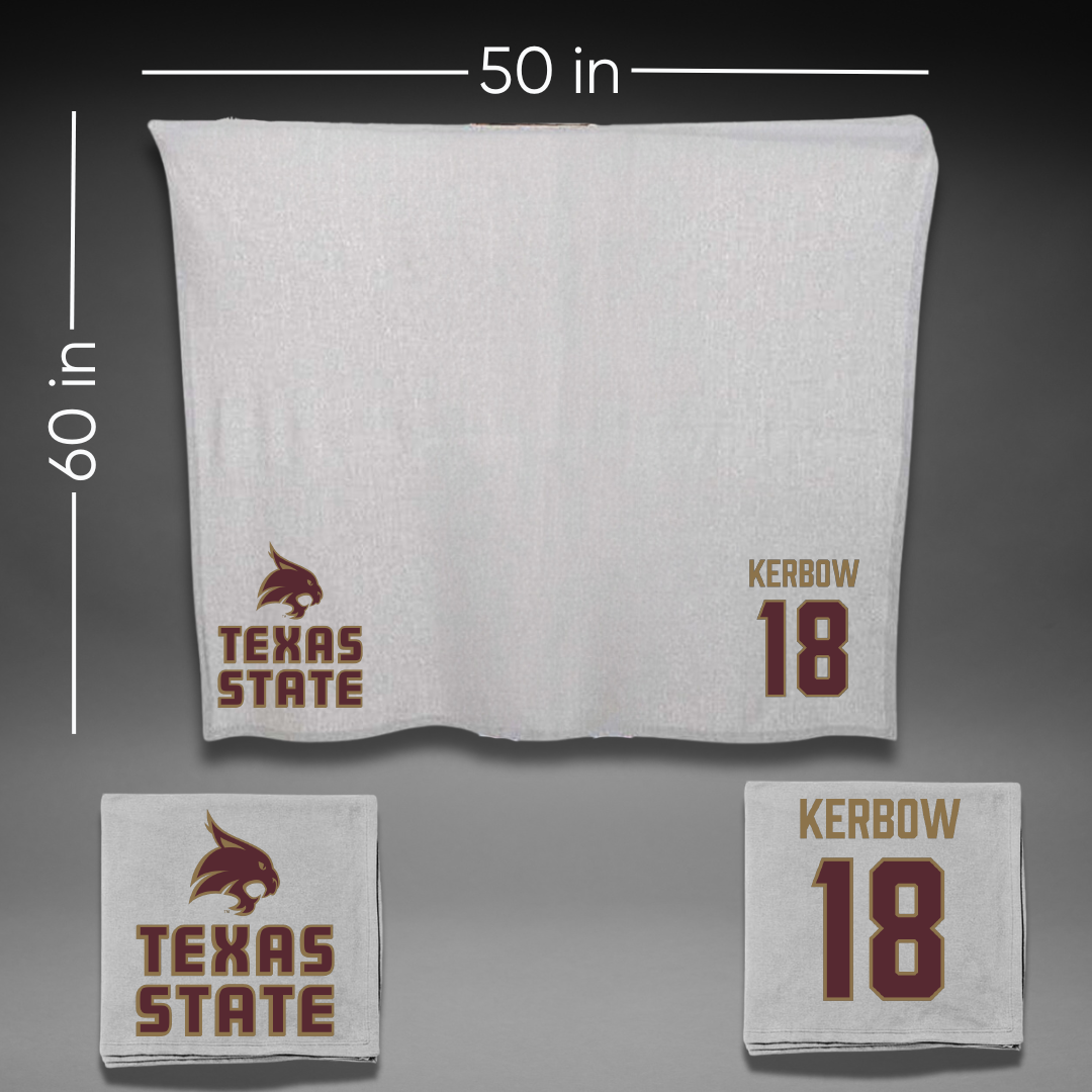 Texas State University Baseball Gray Blanket - #18 Dylan Kerbow