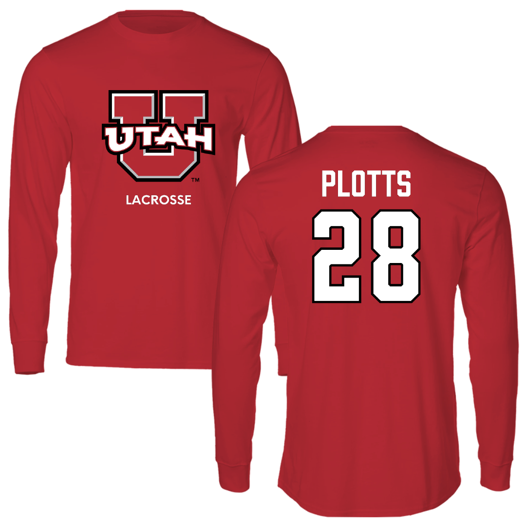 University of Utah Lacrosse (M) Red Utes Long Sleeve - #28 Colby Plotts