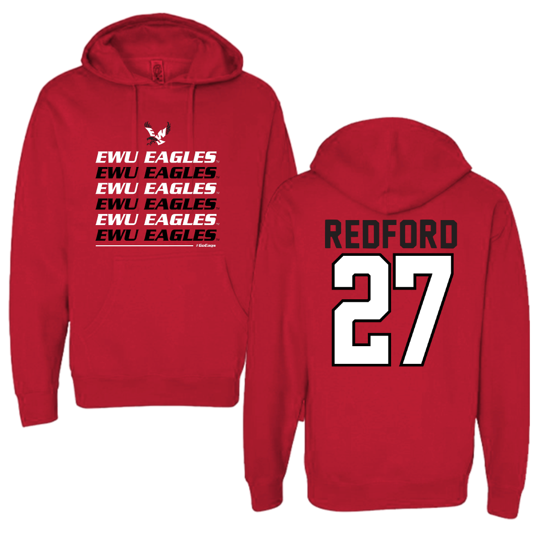 Eastern Washington University Football Red General Hoodie - #27 Isaac Redford