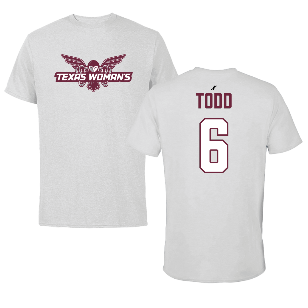 Texas Woman's University Softball Light Gray Tee - #6 Riley Todd
