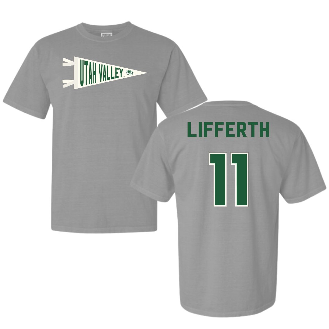 Utah Valley University Soccer Light Gray Pennant Comfort Colors Tee - #11 Zach Lifferth