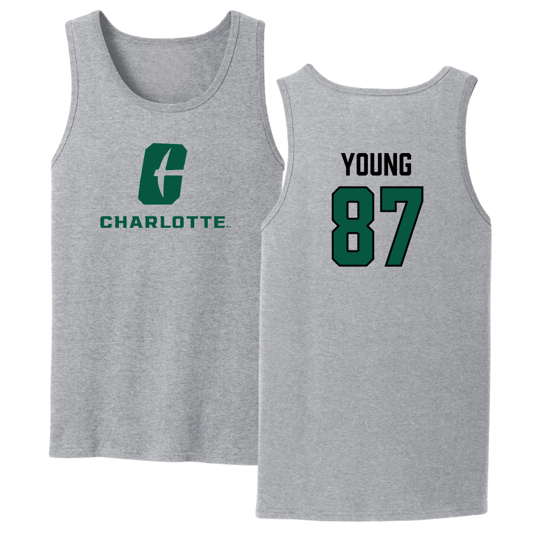 The University of North Carolina at Charlotte Football Sport Gray Tank Top - #87 Jake Young
