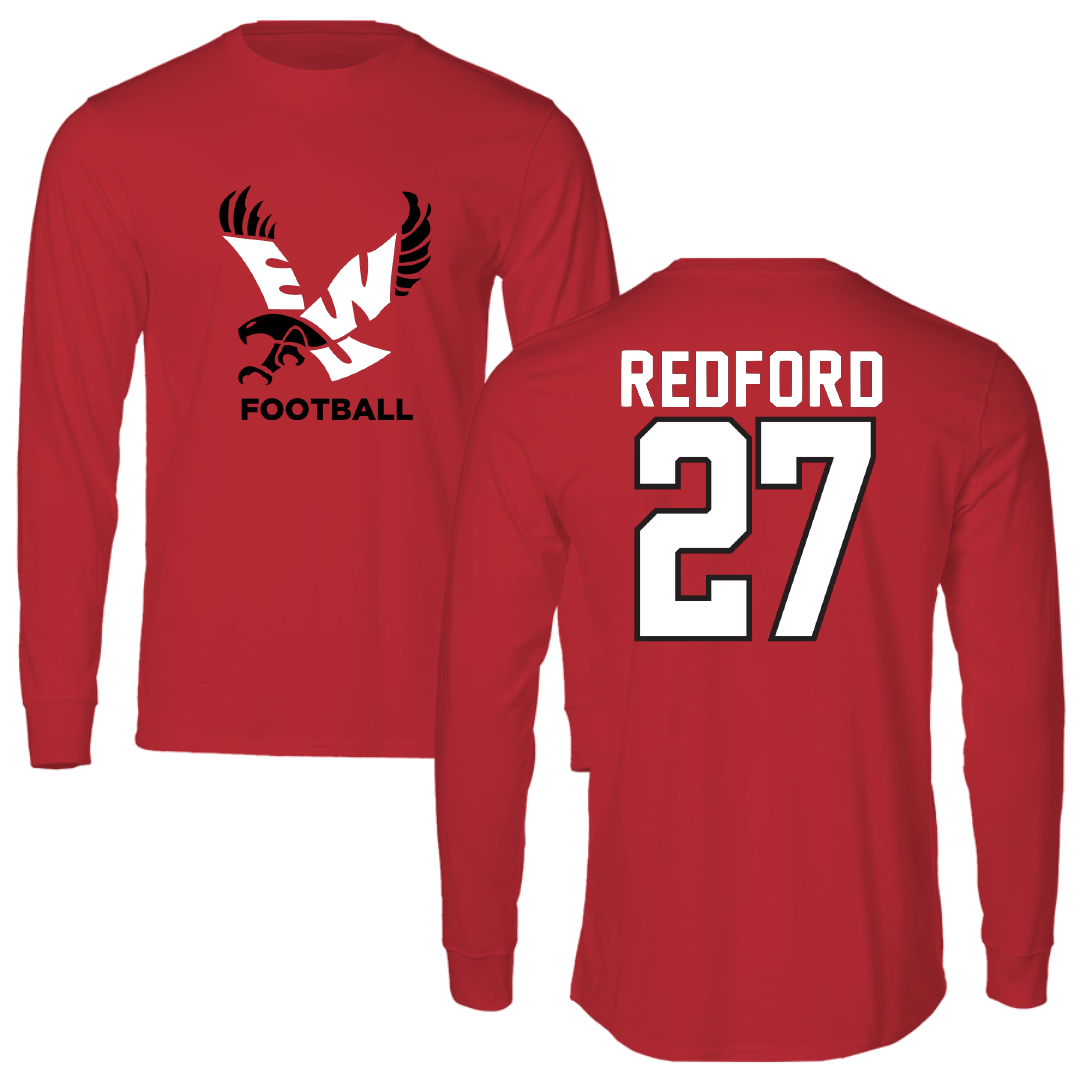 Eastern Washington University Football Red EWU Long Sleeve - #27 Isaac Redford