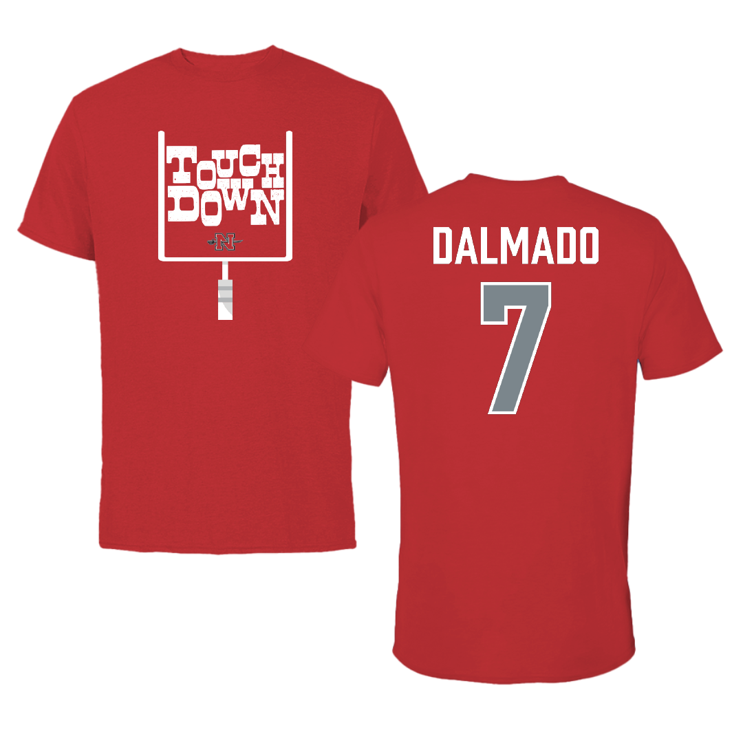 Nicholls State University Football Red Touchdown Tee - #7 Jake Dalmado