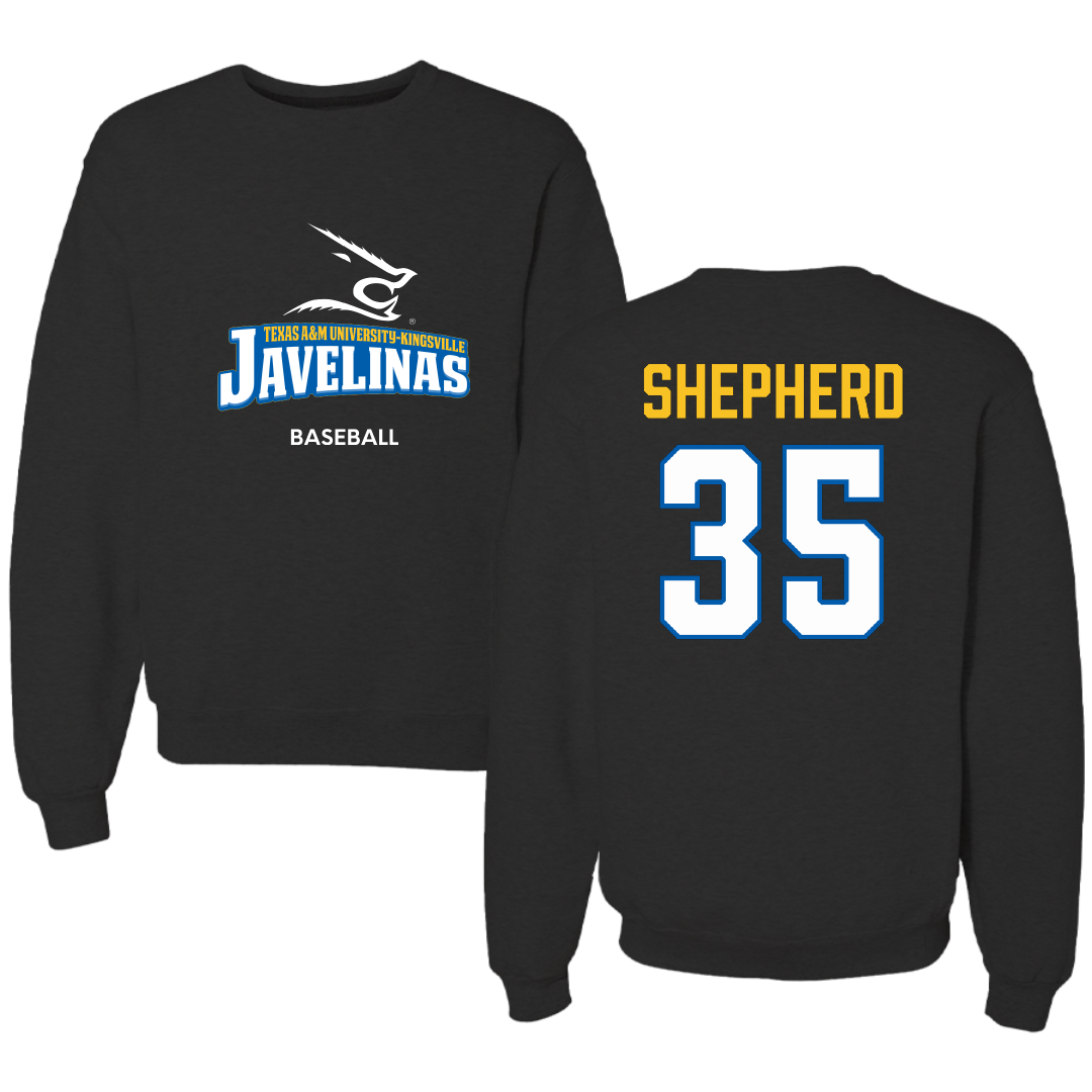 Texas A&M University-Kingsville Baseball Black Crewneck - #35 Karson Shepherd
