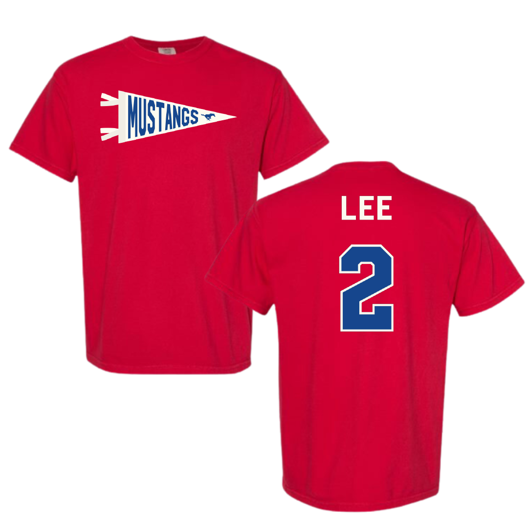 Southern Methodist University Soccer Red Pennant Comfort Colors Tee - #2 Kaya Lee