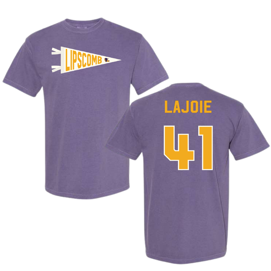 Lipscomb University Baseball Purple Pennant Comfort Colors Tee - #41 Josh Lajoie