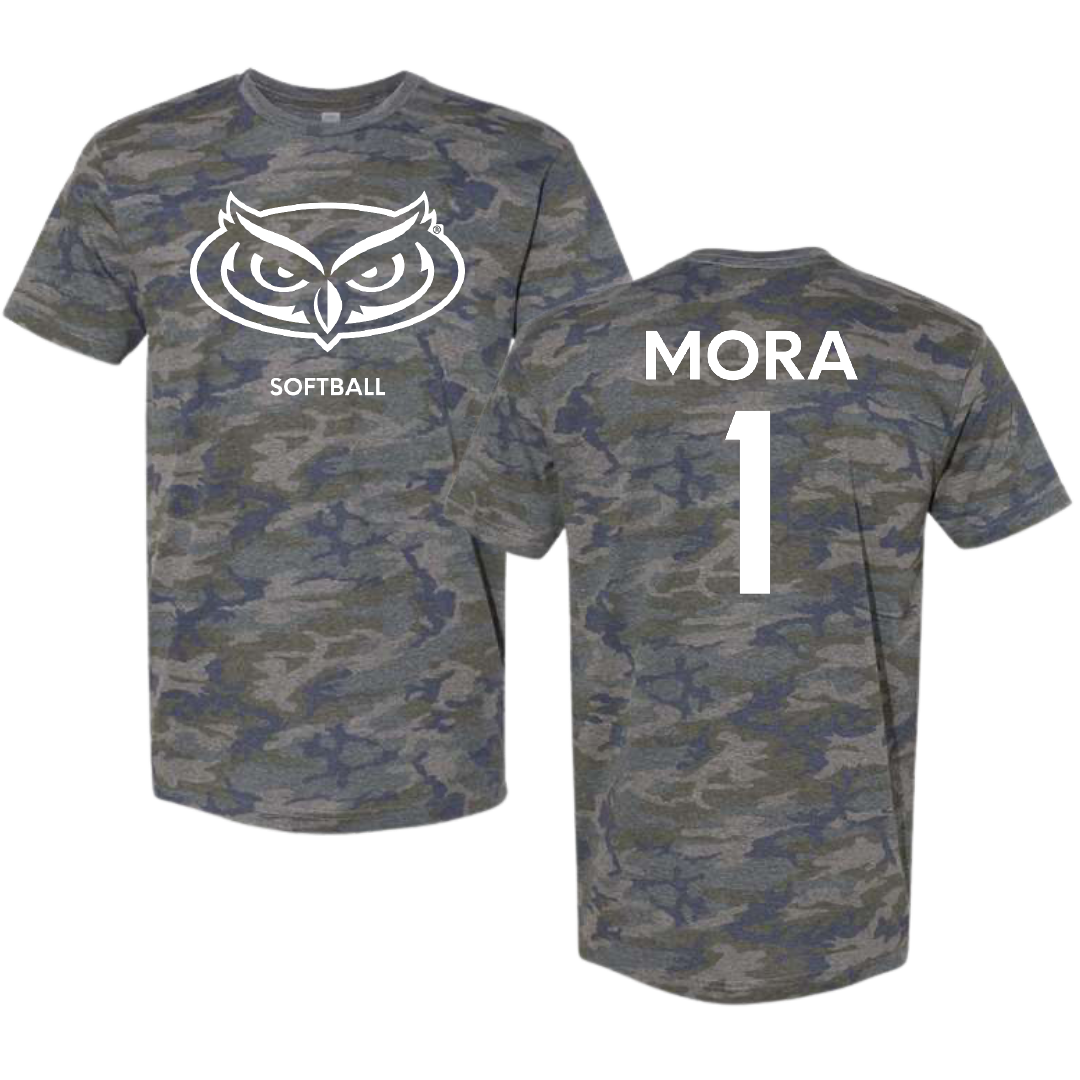Florida Atlantic University Softball Vintage Camo Tee - #1 Jesiana Mora