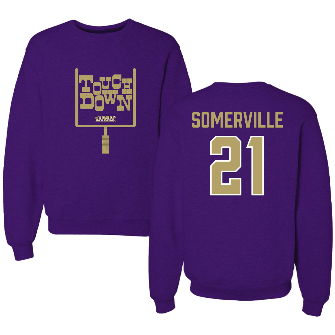 James Madison University Football Purple Touchdown Crewneck - #21 Jamari Somerville