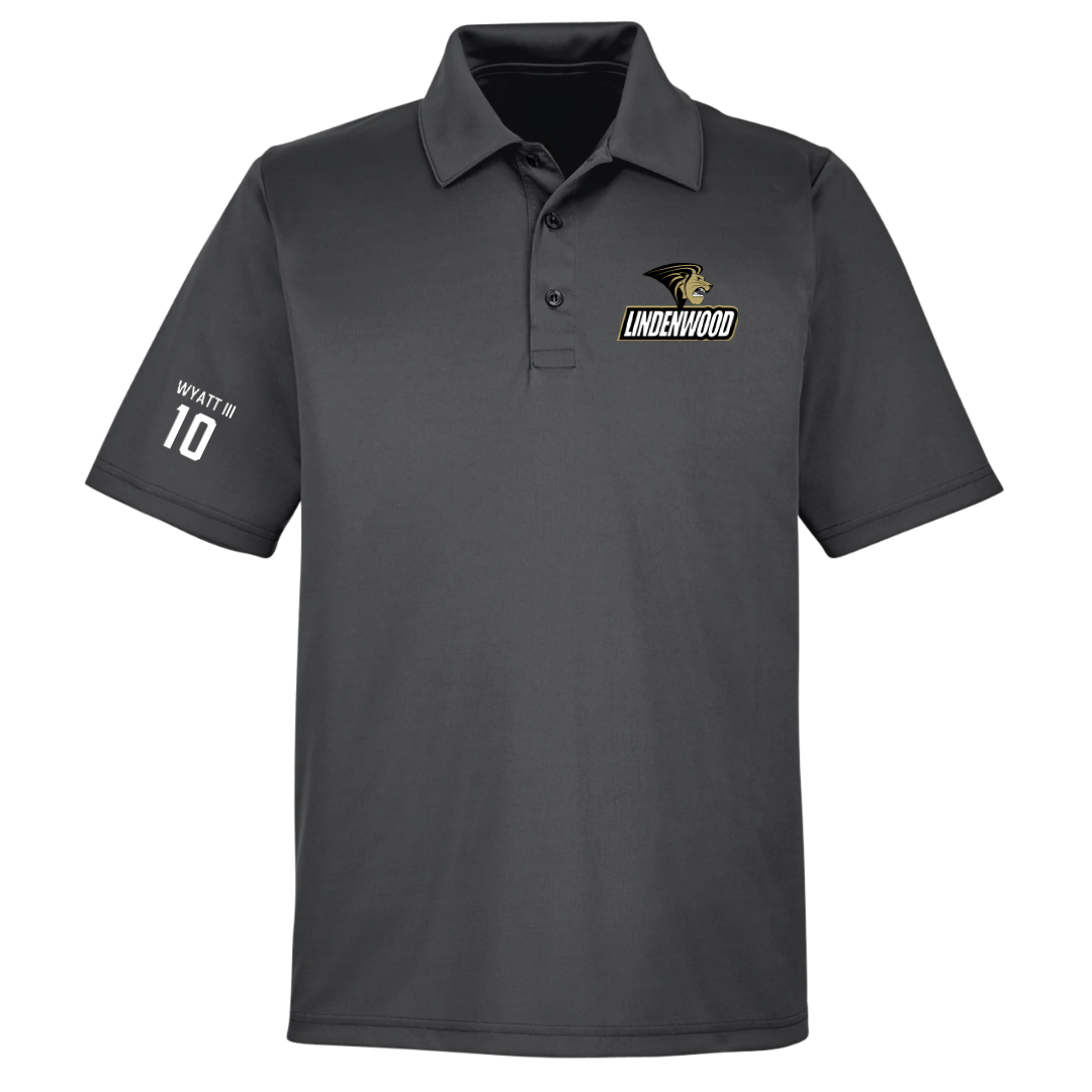 Lindenwood University Football Dark Gray Polo - #10 Jacques Wyatt III