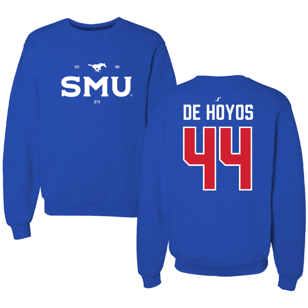 Southern Methodist University Football Blue General Crewneck - #44 Michael De Hoyos