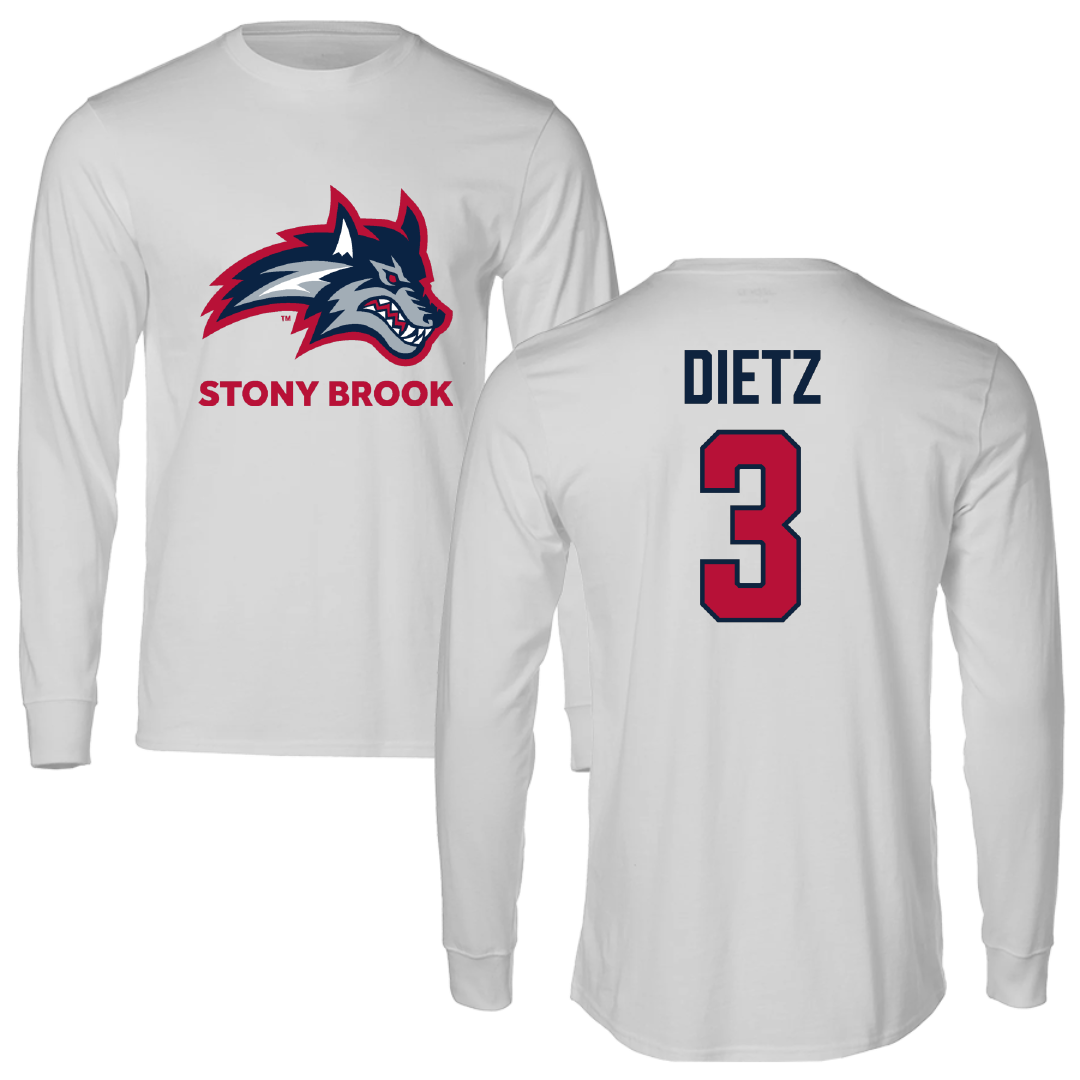 Stony Brook University Football Light Gray Performance Long Sleeve - #3 Marqeese Dietz