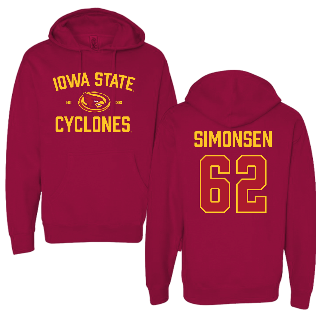 Iowa State University Football Cardinal General Hoodie - #62 Braden Simonsen