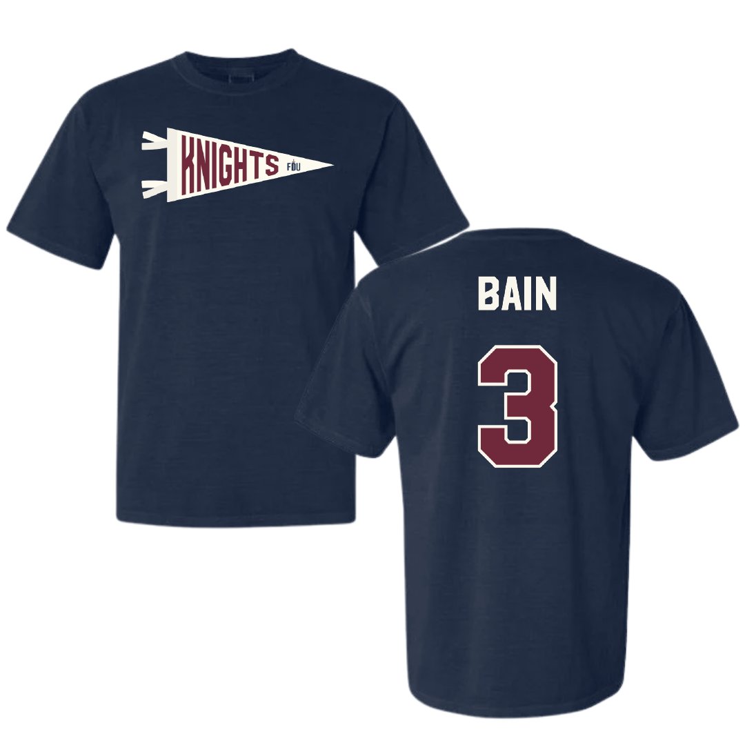 Fairleigh Dickinson University-Metropolitan Campus Volleyball Navy Pennant Comfort Colors Tee - #3 Avery Bain