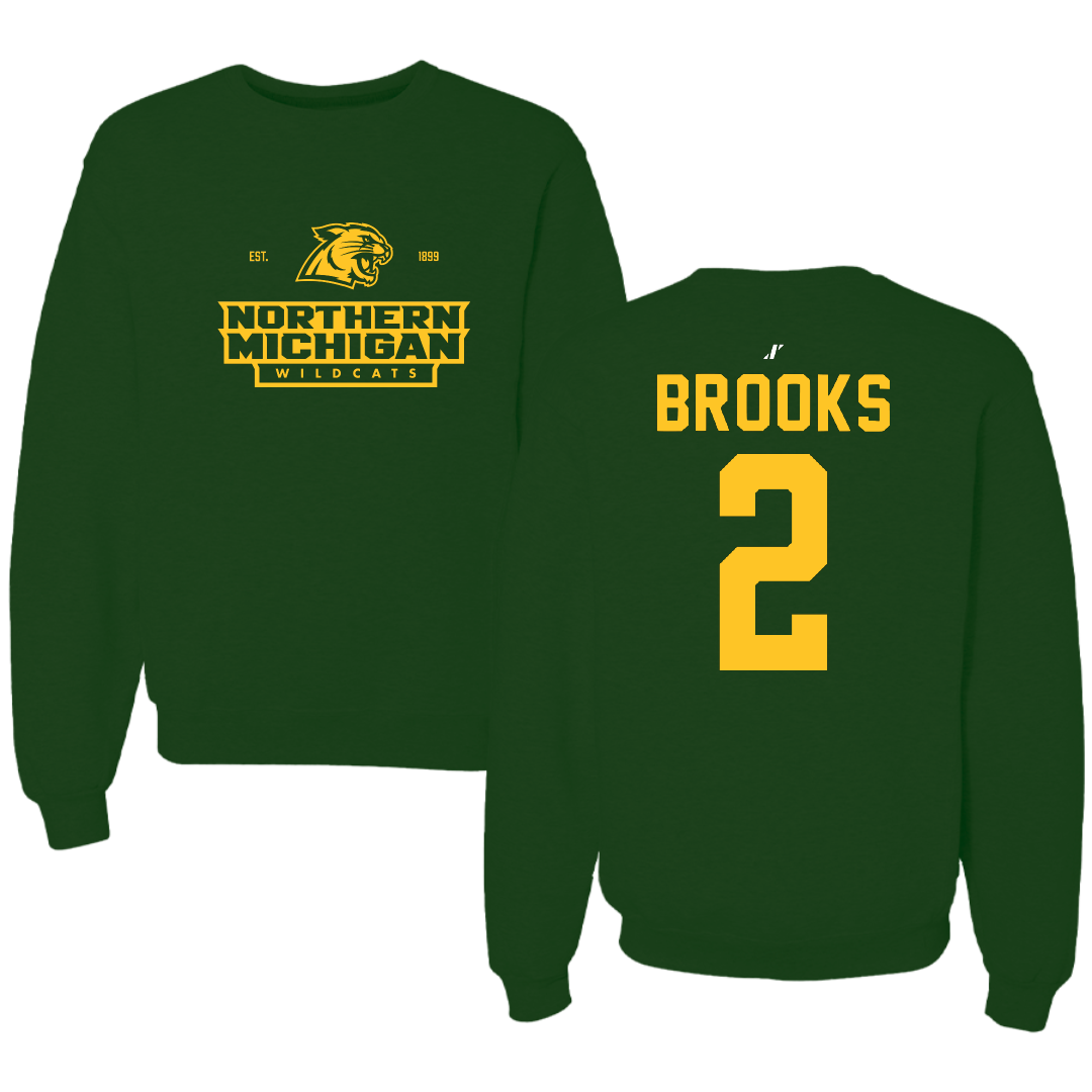 Northern Michigan University Basketball Forest Green General Crewneck - #2 Riley Brooks