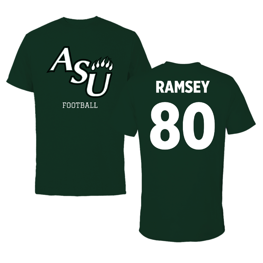 Adams State University Football Forest Green Tee - #80 Damarian Ramsey