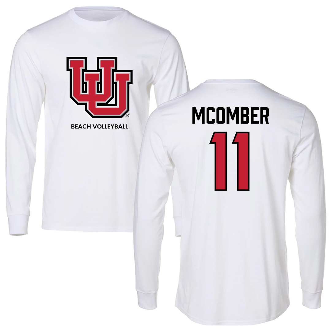University of Utah Beach Volleyball White Block Long Sleeve - #11 Azure McOmber