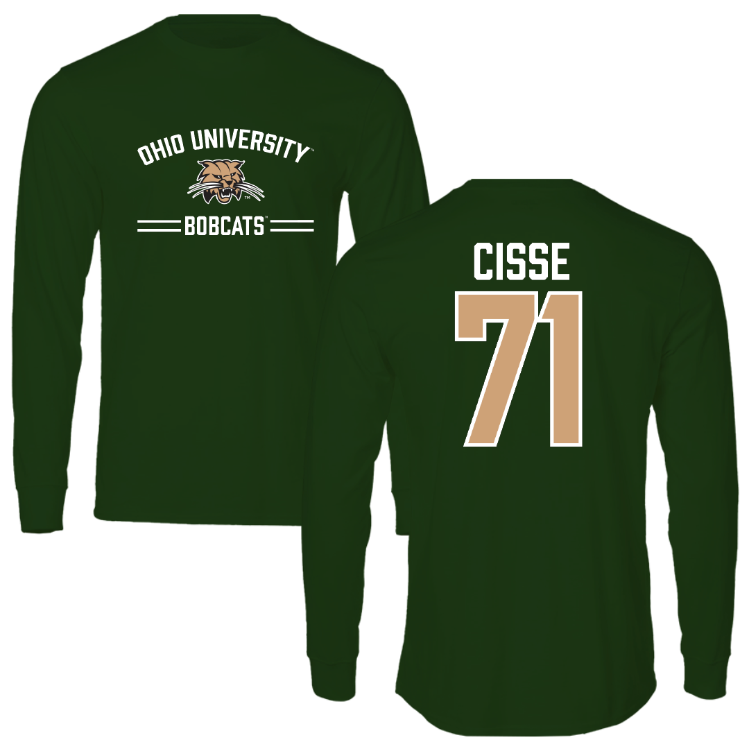 Ohio University Football Forest Green General Performance Long Sleeve - #71 Tigana Cisse