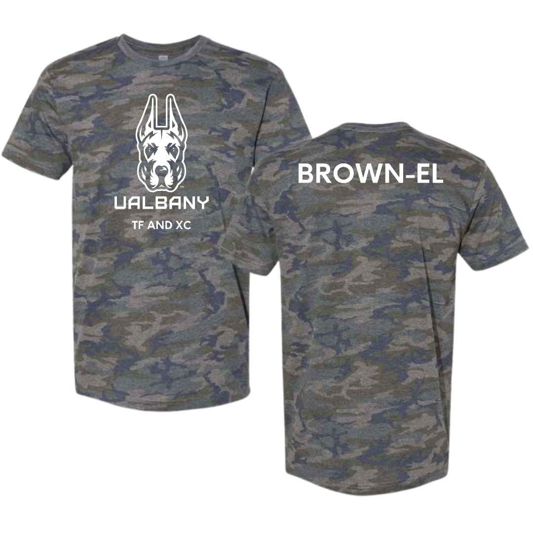 University at Albany TF and XC Vintage Camo Tee - Malachi Brown-El