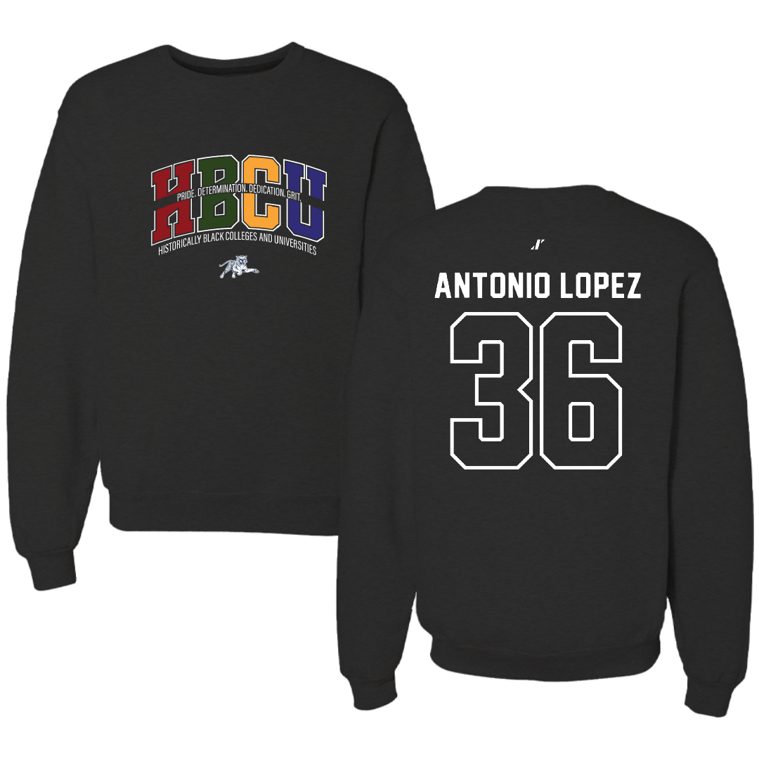 Jackson State University Soccer Black HBCU Crewneck - #36 Karime Antonio Lopez