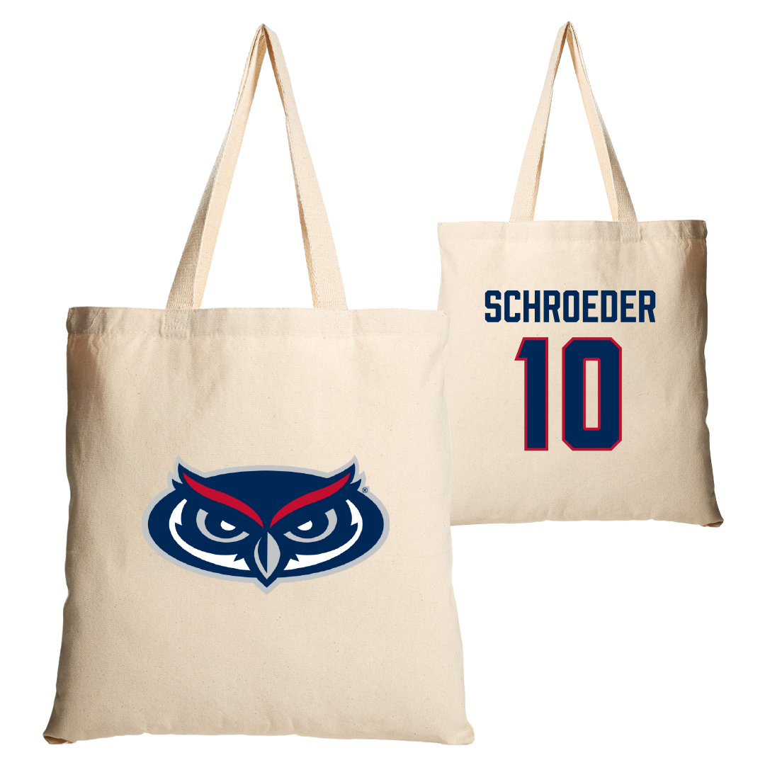 Florida Atlantic University Baseball Tan Canvas Tote Bag - #10 John Schroeder