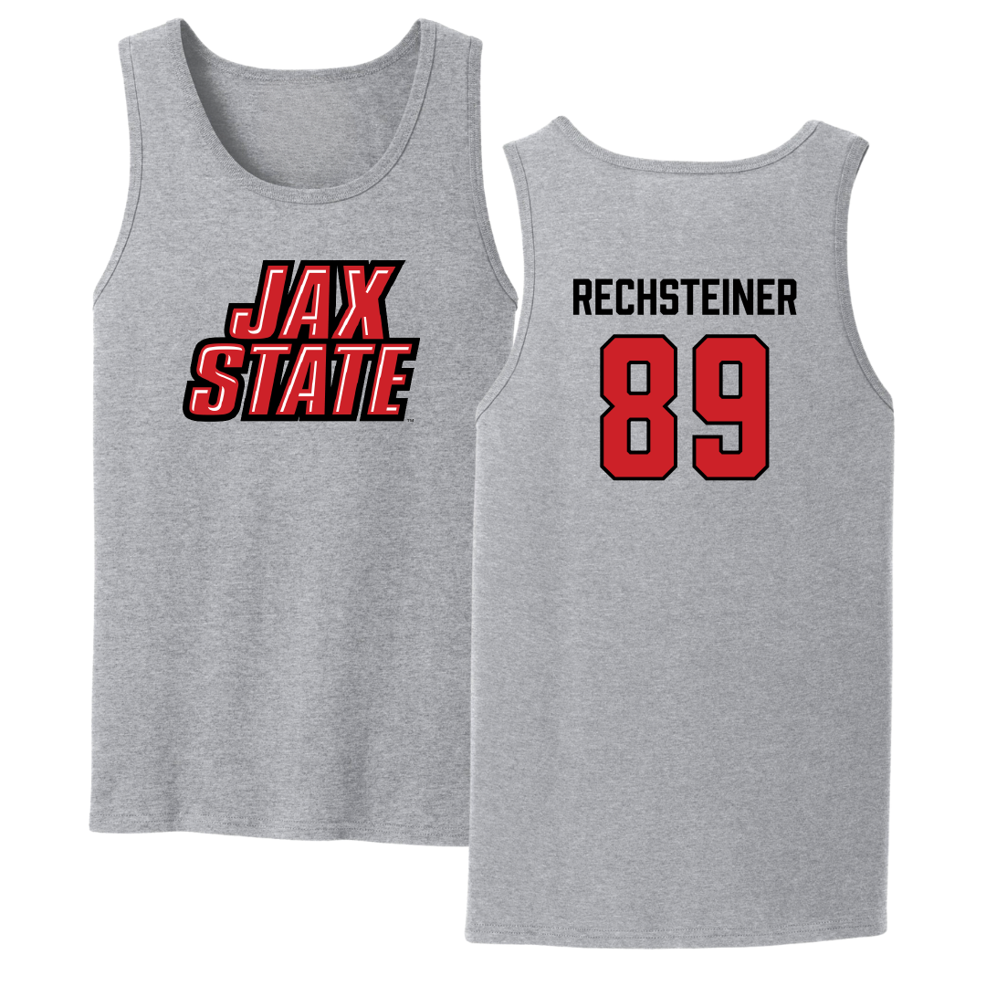 Jacksonville State University Football Sport Gray Tank Top - #89 Brock Rechsteiner
