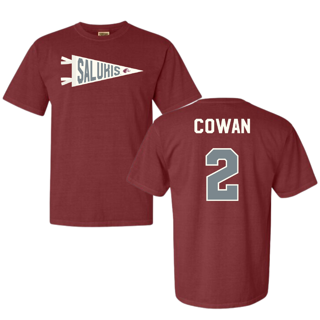 Southern Illinois University at Carbondale Football Maroon Pennant Comfort Colors Tee - #2 Devin Cowan