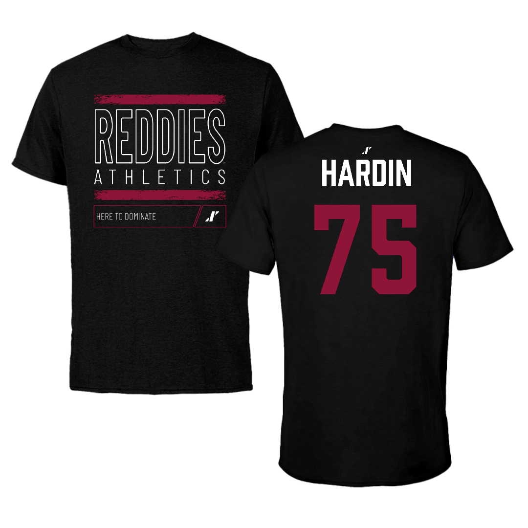 Henderson State University Football Black Dominate Performance Tee - #75 Elijah Hardin