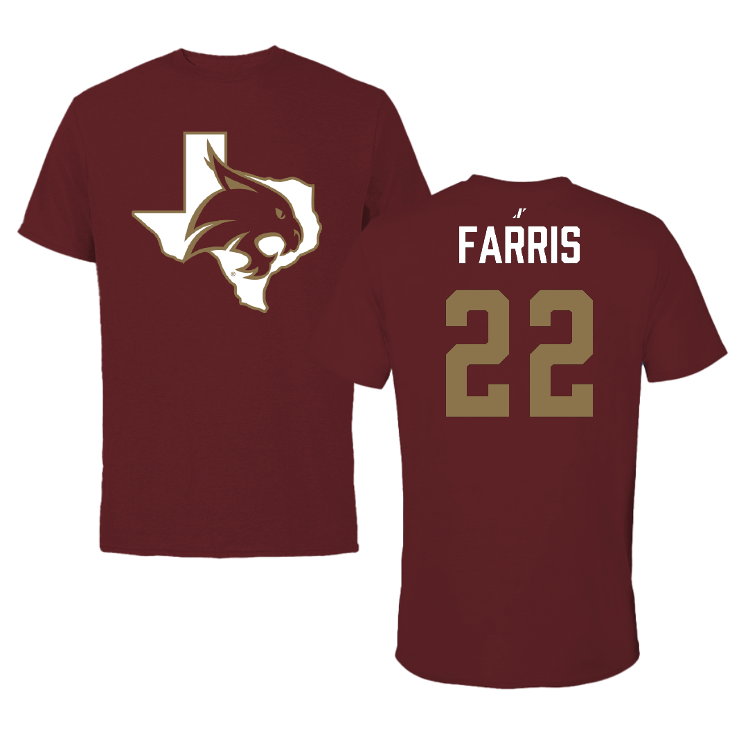 Texas State University Baseball Maroon State Tee - #22 Ethan Farris