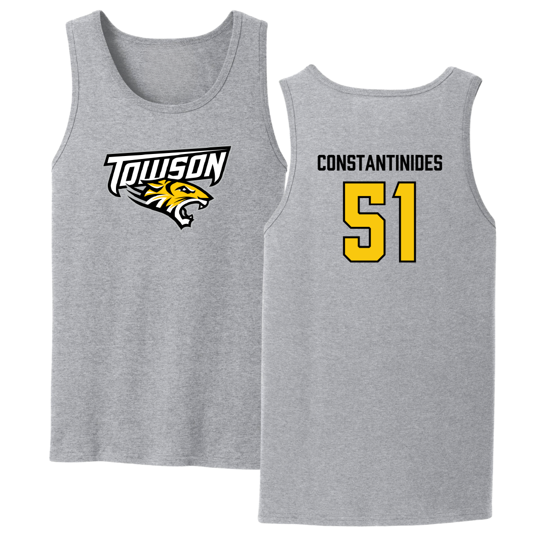 Towson University Lacrosse Sport Gray Tank Top - #51 Matt Constantinides