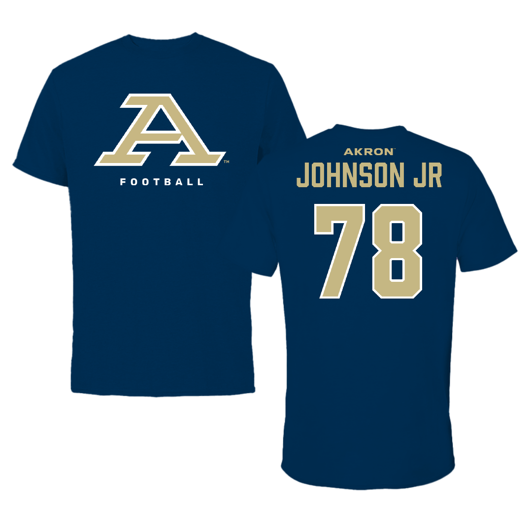 University of Akron Football Navy Tee - #78 DJ Johnson Jr