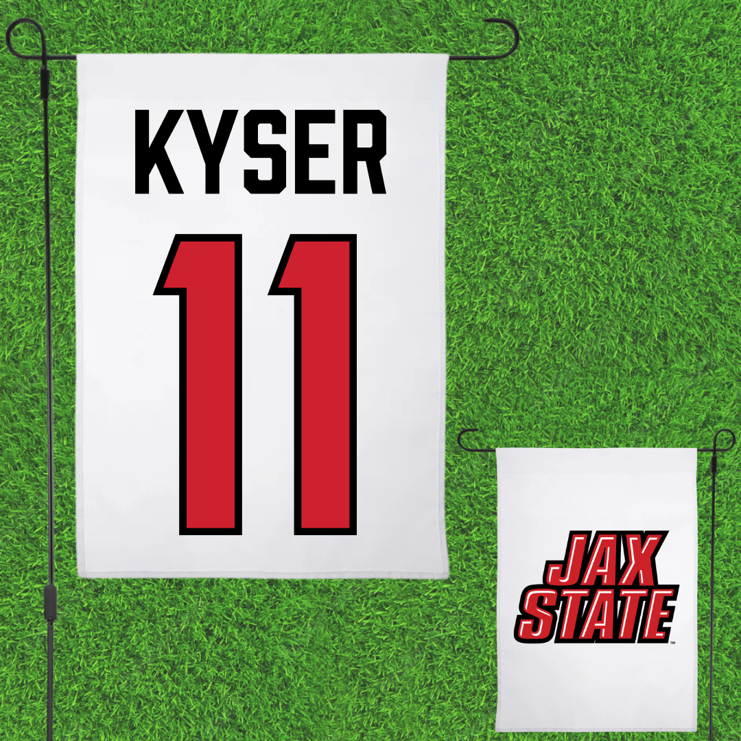Jacksonville State University Softball White Garden Flag - #11 Makalyn Kyser