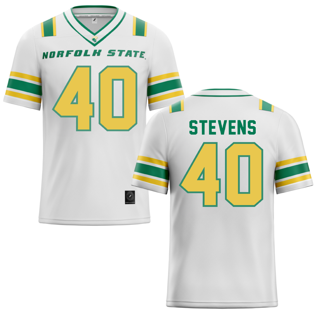 Norfolk State University White Football Jersey - #40 Isaiah Stevens