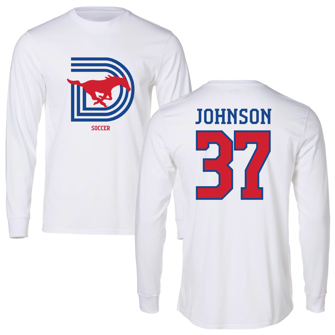 Southern Methodist University Soccer (M) White Long Sleeve - #37 Chance Johnson