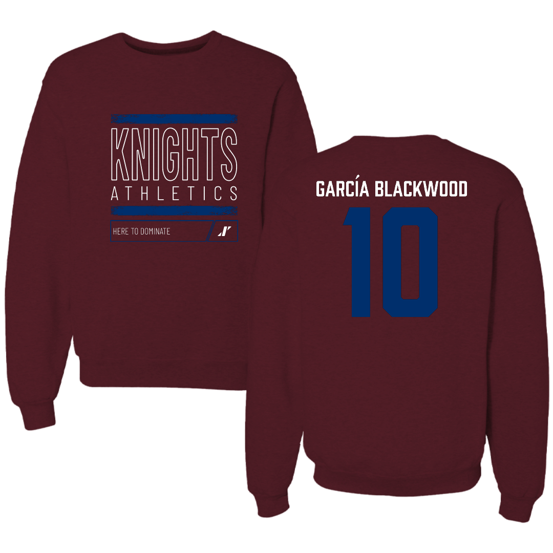 Fairleigh Dickinson University-Metropolitan Campus Basketball Maroon Dominate Crewneck - #10 Dominique García Blackwood