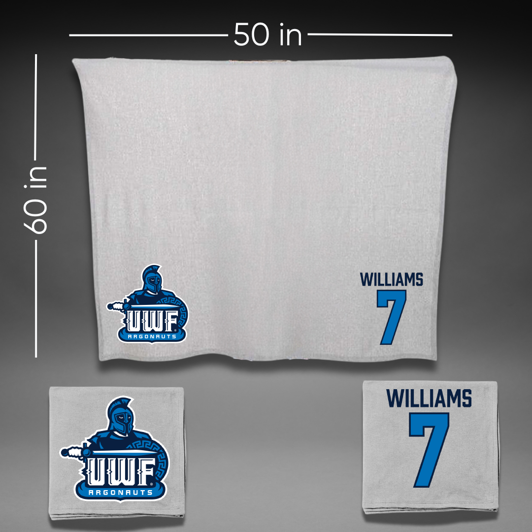 University of West Florida Football Gray Blanket - #7 Justice Williams