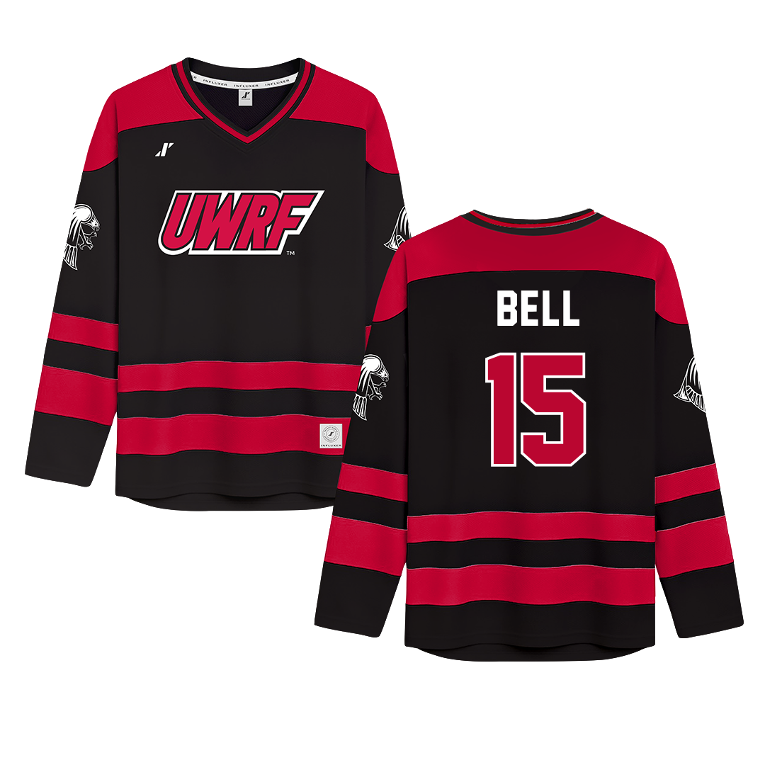 University of Wisconsin-River Falls Black Hockey Jersey - #15 Katherine Bell
