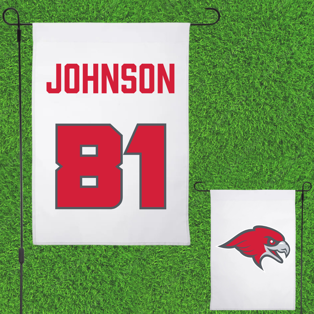 Montclair State University Football White Garden Flag - #81 Brandon Johnson