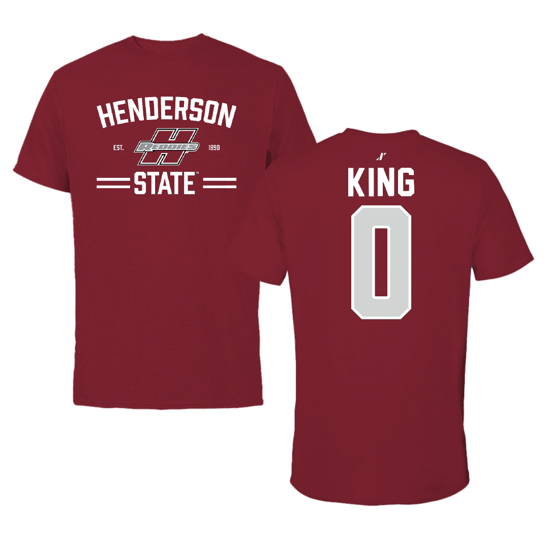 Henderson State University Basketball Cardinal General Tee - #0 Clarence King