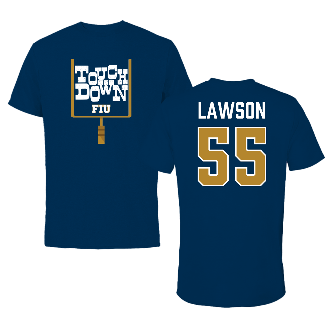 Florida International University Football Navy Touchdown Tee - #55 Wyatt Lawson