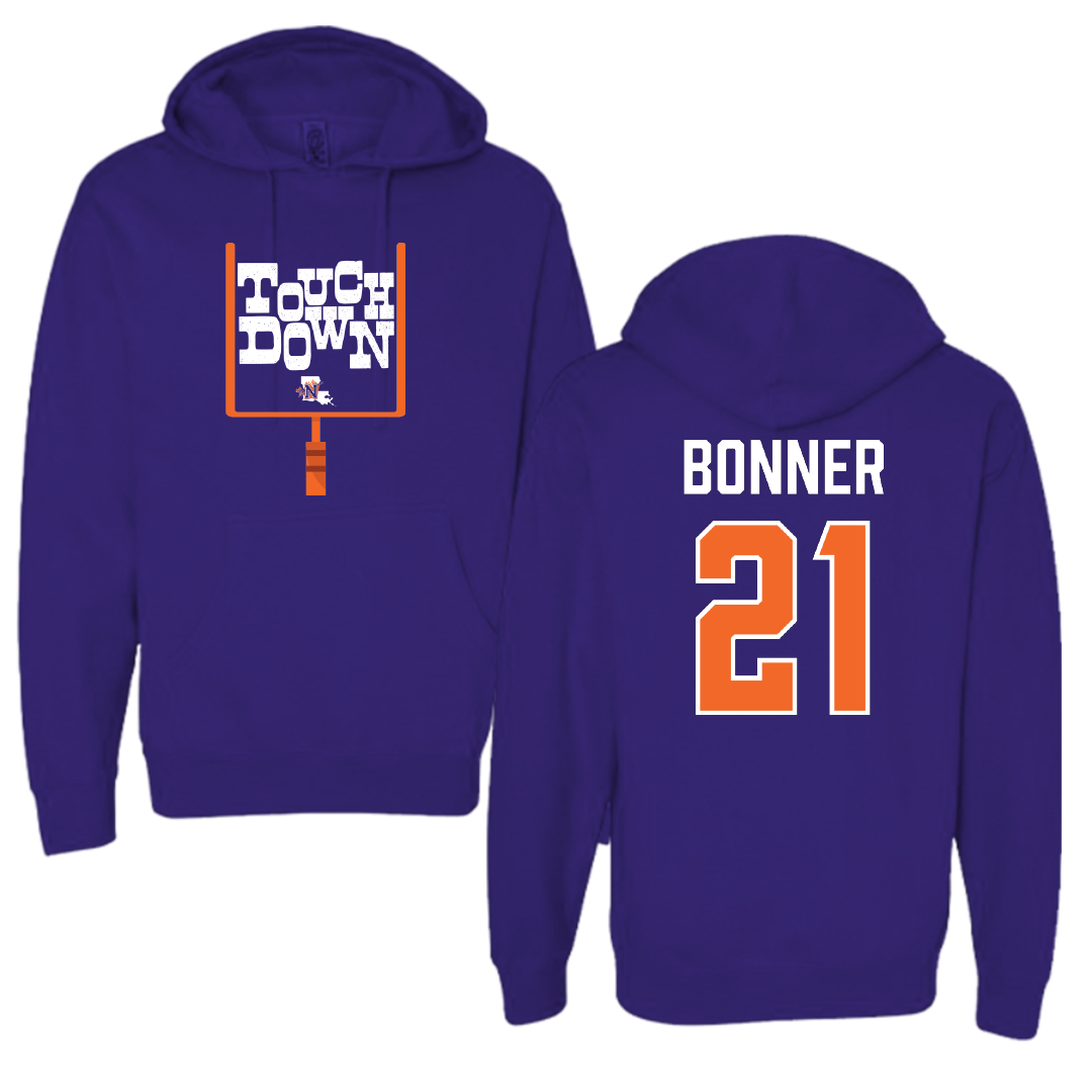 Northwestern State University Football Purple Touchdown Hoodie - #21 Ja’Marion Bonner