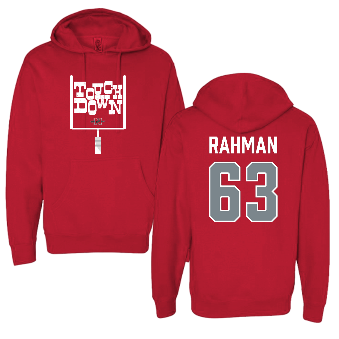 Nicholls State University Football Red Touchdown Hoodie - #63 Hamza Rahman
