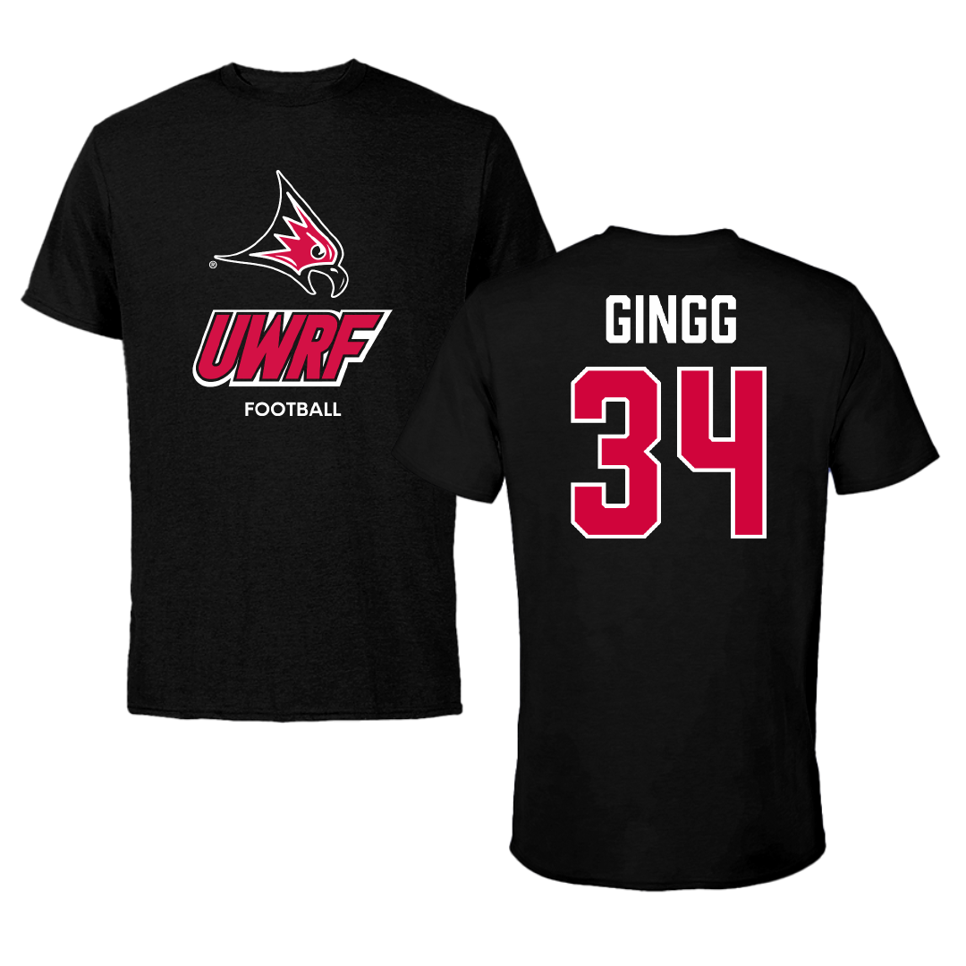 University of Wisconsin-River Falls Football Black Tee - #34 Conrad Gingg