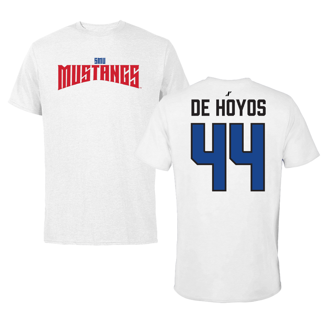Southern Methodist University Football White Classic Tee - #44 Michael De Hoyos