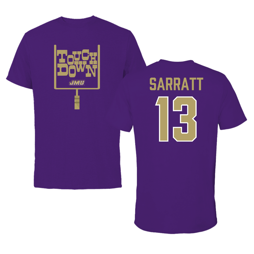 James Madison University Football Purple Touchdown Performance Tee - #13 Elijah Sarratt