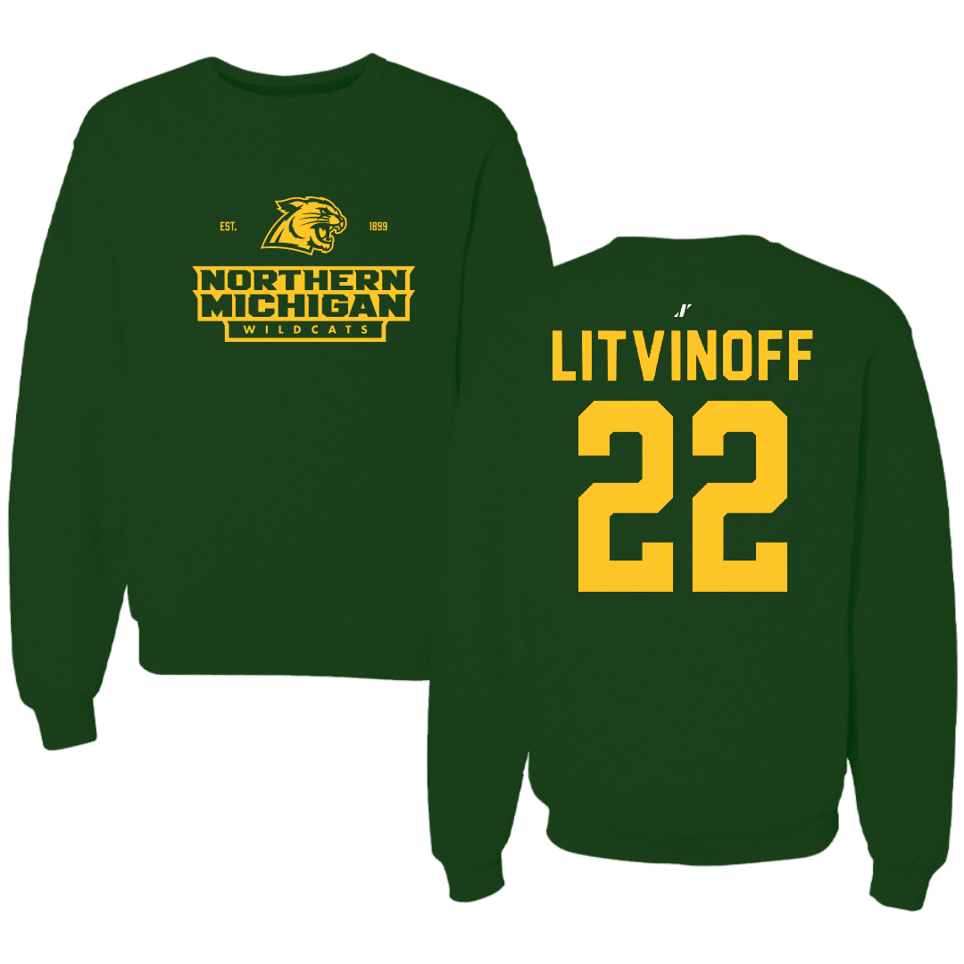 Northern Michigan University Basketball Forest Green General Crewneck - #22 Kennedy Litvinoff