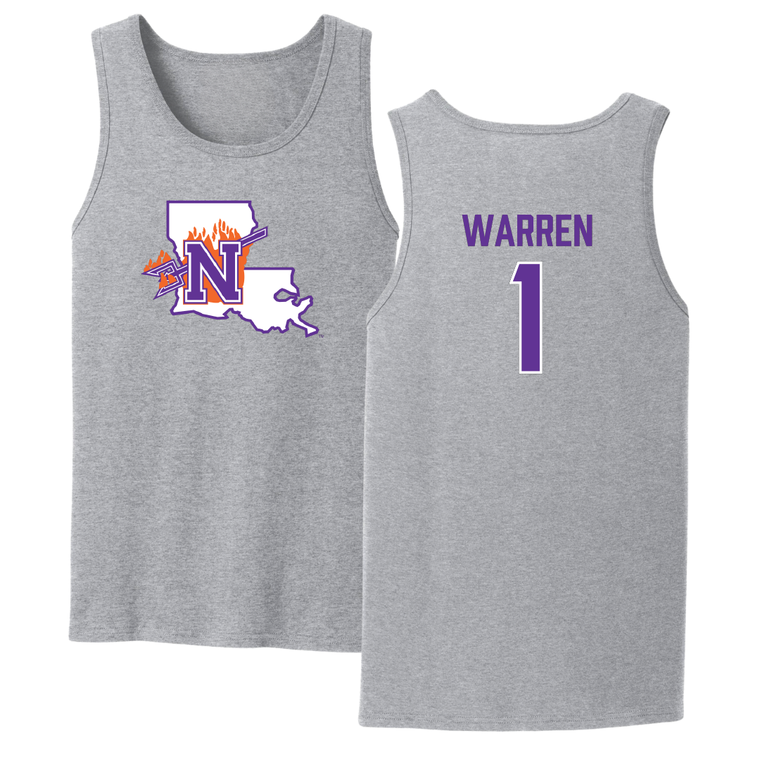 Northwestern State University Basketball Sport Gray Tank Top - #1 JT Warren
