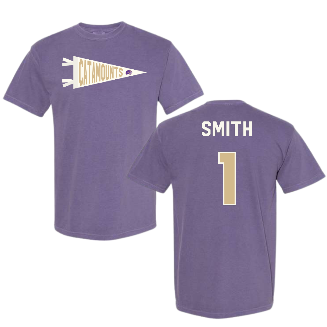 Western Carolina University Baseball Purple Pennant Comfort Colors Tee - #1 Elijah Smith
